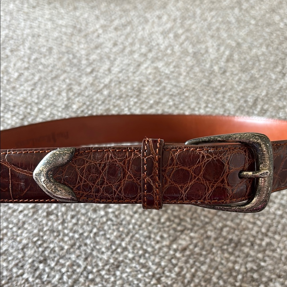 Women’s Polo Ralph LaurenBrown Croc-Embossed Leather Belt